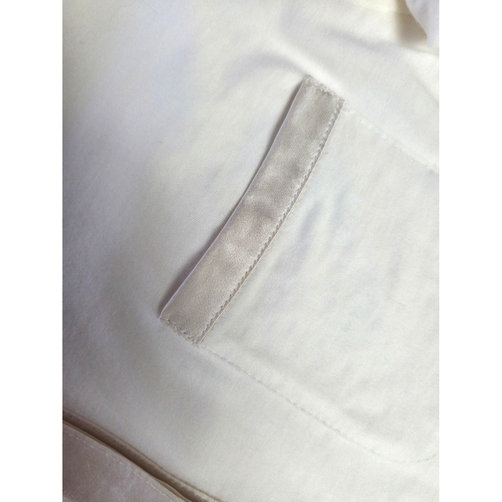 J.Jill Silk Trim Henley Top Small Ivory Pima Cotton Modal Long Sleeve - Picture 6 of 9